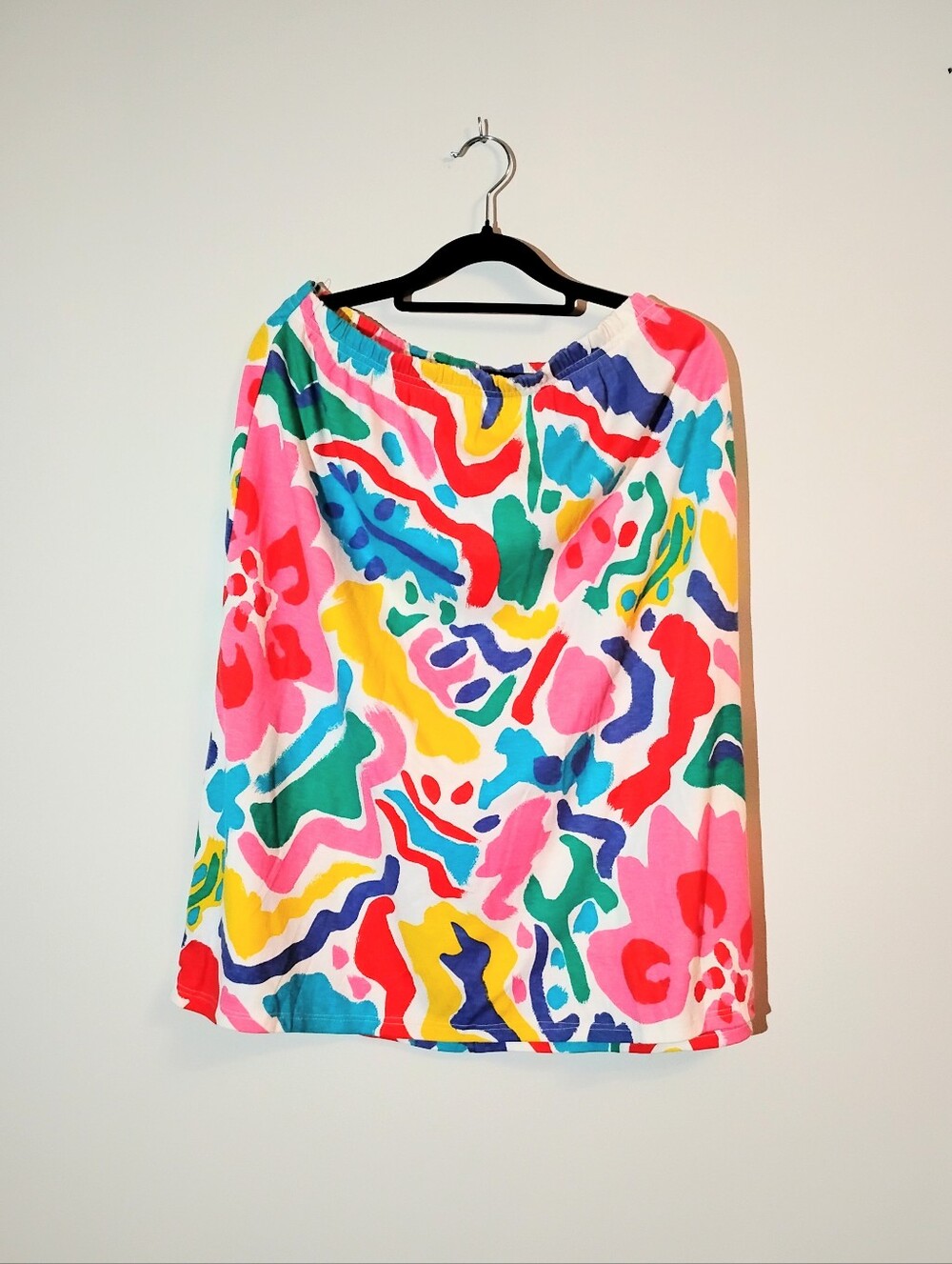 Truly Vintage Multicolor Abstract Print Elastic Waist Skirt - Made In USA